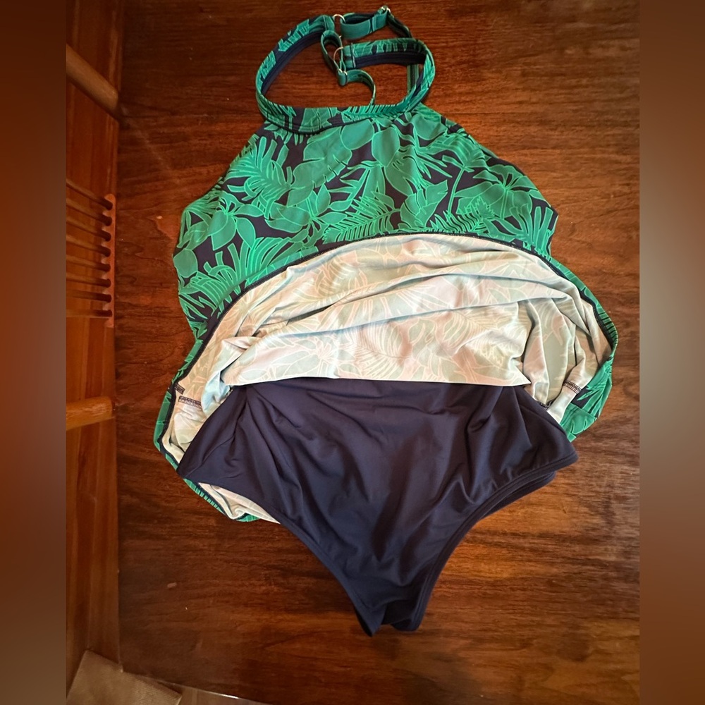 Lands' End Navy Swimdress, one piece - Picture 2 of 5